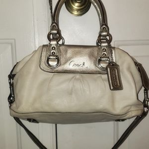 Coach Ashley Off White & Silver Leather Satchel